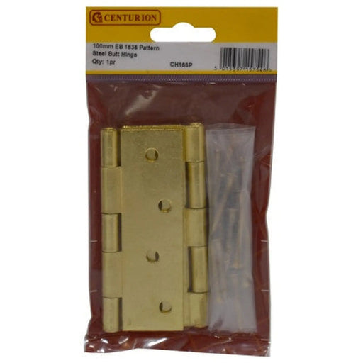 Centurion Steel Butt Hinges, Brassed, 100mm