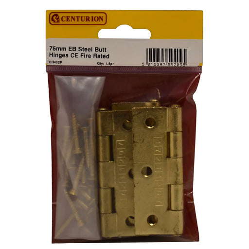 Centurion 75mm EB Steel Butt Hinges CE Fire Rated 1.5pr