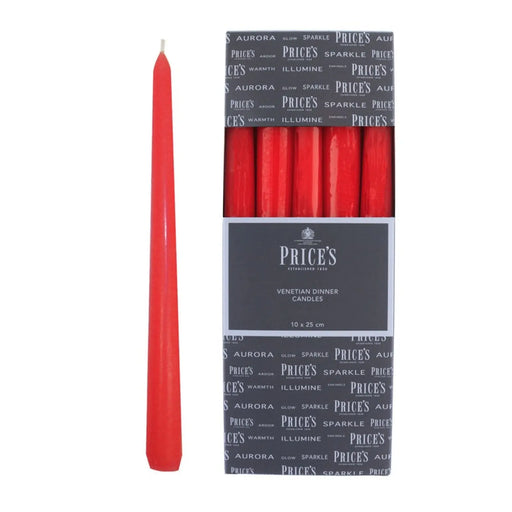 Price's Candles Venetian 10" Candle Pack 10 Red