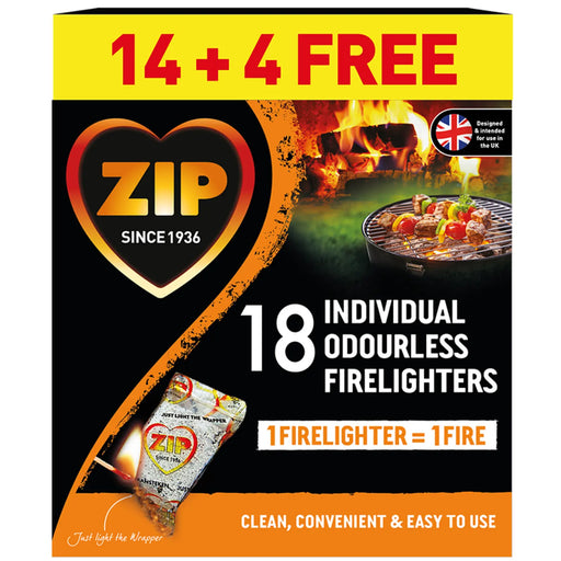 Zip Fast & Clean Wrapped Firelighters Pack 18