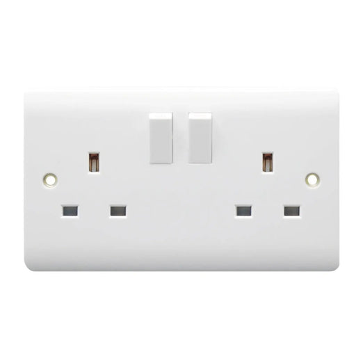 Securlec 2 Gang Switched Socket Double Pole Round Edge