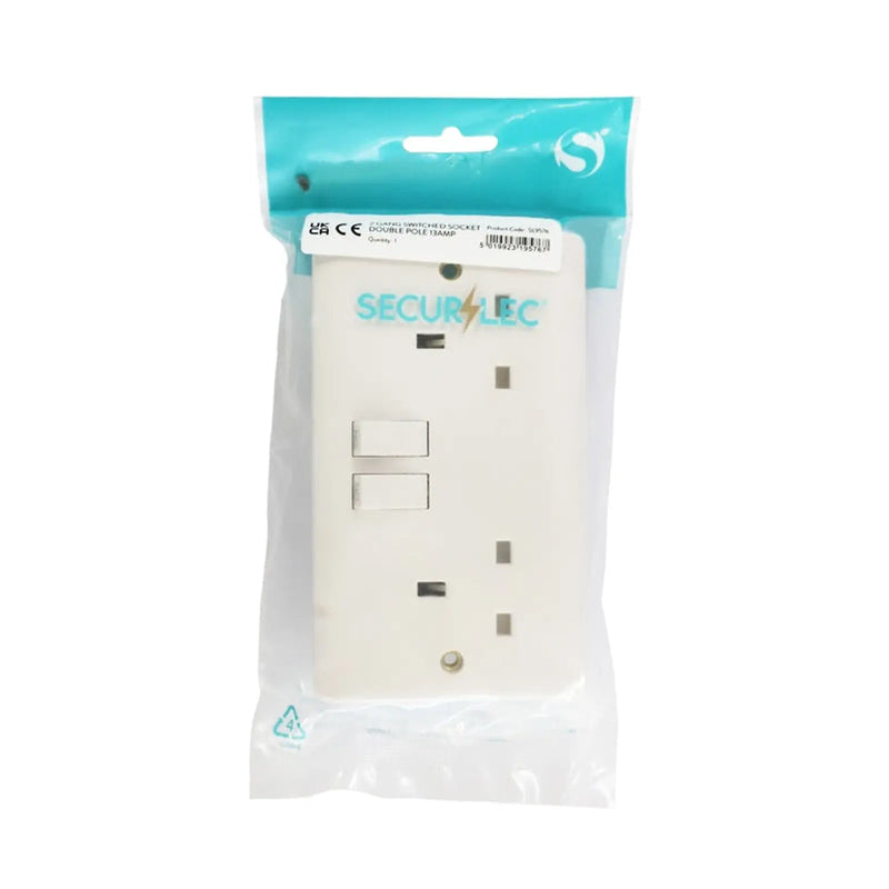 Securlec 2 Gang Switched Socket Double Pole Round Edge