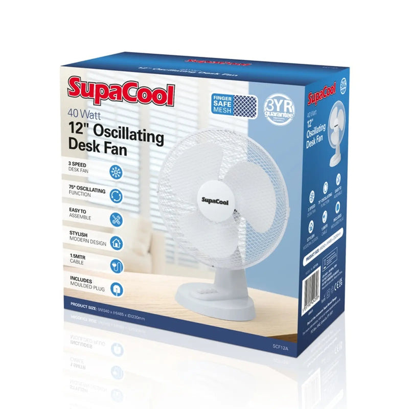 SupaCool Oscillating Desk Fan 12"