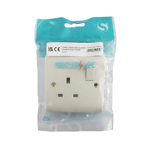 Securlec 1 Gang Switched Socket Double Pole Round Edge