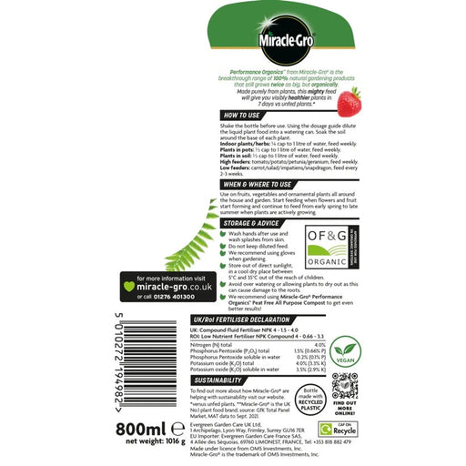 Stax Miracle-Gro® Performance Organic All Purpose Concentrate 800ml