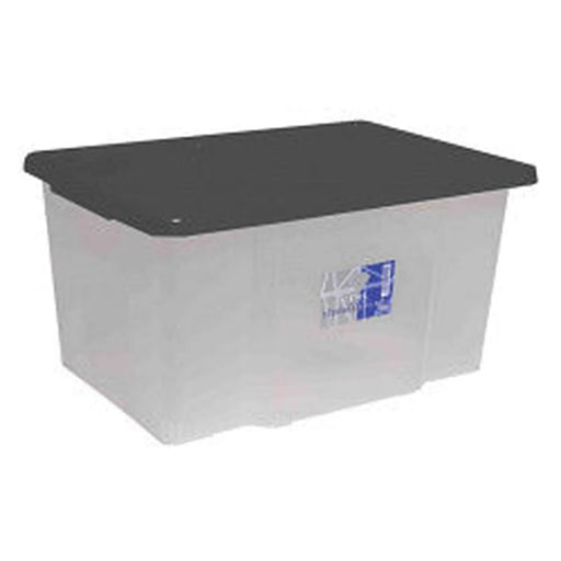 TML 50L Clear Storage Box & Black Lid 60 x 40 x 33cm