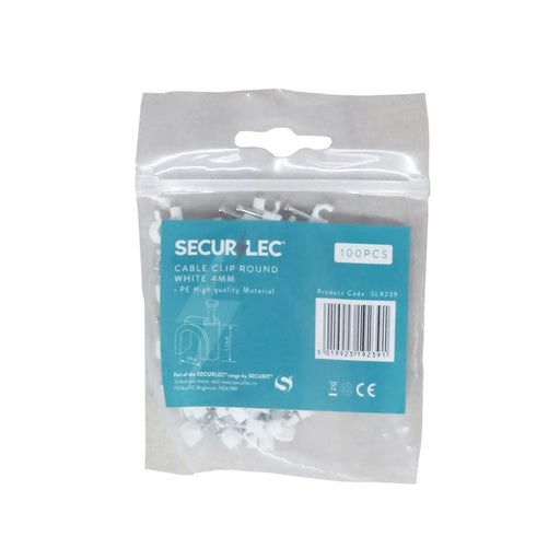 Securlec Cable Clips Round White 4mm 100 Piece