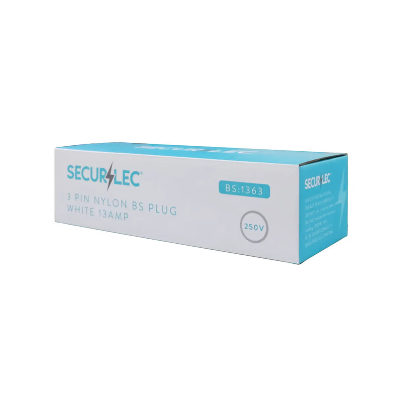 Securlec 3 Pin Nylon BS Plug White 13 Amp 250V Display Box