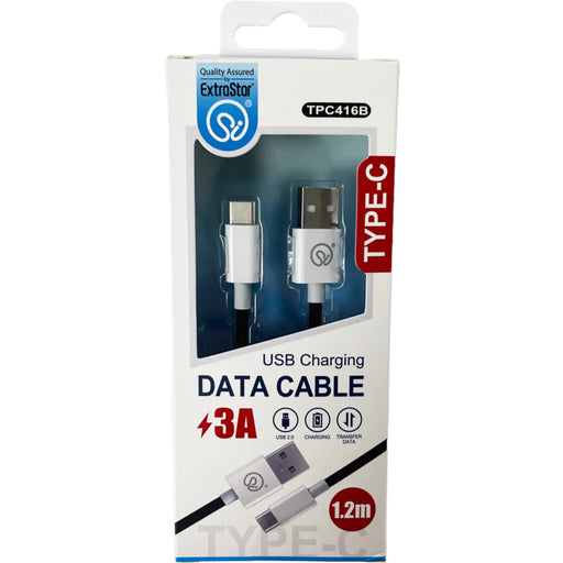 Extrastar Type C Charging Data Cable 1.2m Black