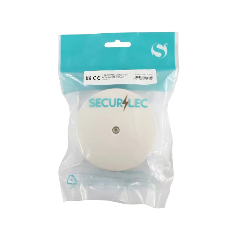 Securlec 3 Terminal Junction Box White 30A 90mm