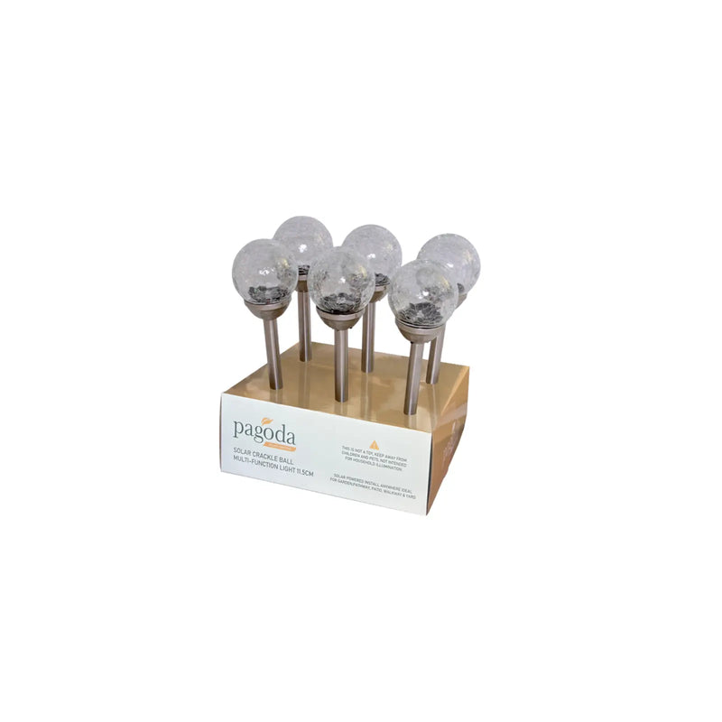 Pagoda Solar Crackle Ball Multi Function Light 11.5cm