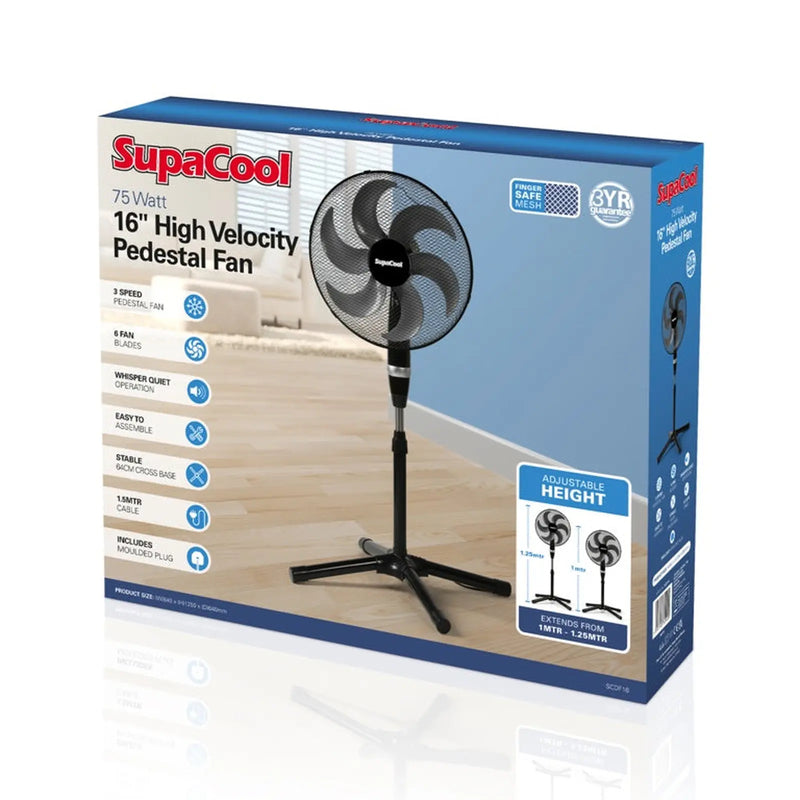 SupaCool High Velocity Pedestal Fan 16"