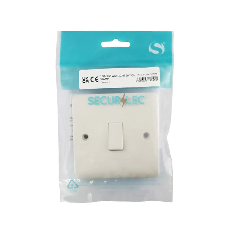 Securlec 1 Way 1 Gang Light Switch Round Edge