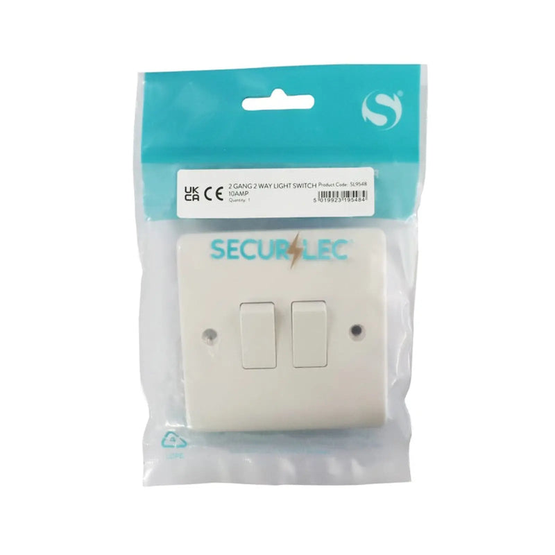 Securlec 2 Gang 2 Way Light Switch Round Edge