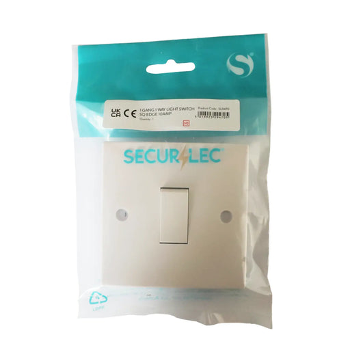 Securlec 1 Gang 1 Way Light Switch Square Edge