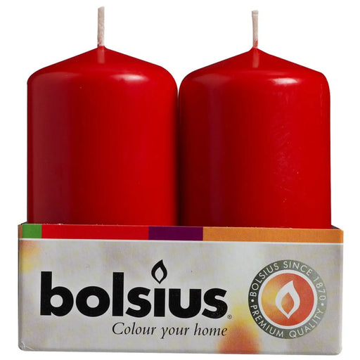Bolsius Pillar Candles Tray 4 Red 100/48mm