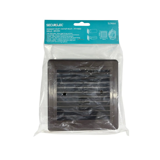 Securlec Inlet/Outlet Multi Fit Fixed Grill Brown 100mm 4"