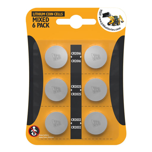 JCB Lithium 6 Pack Coin Cell 2 Each Of CR2032, 2025 and 2016