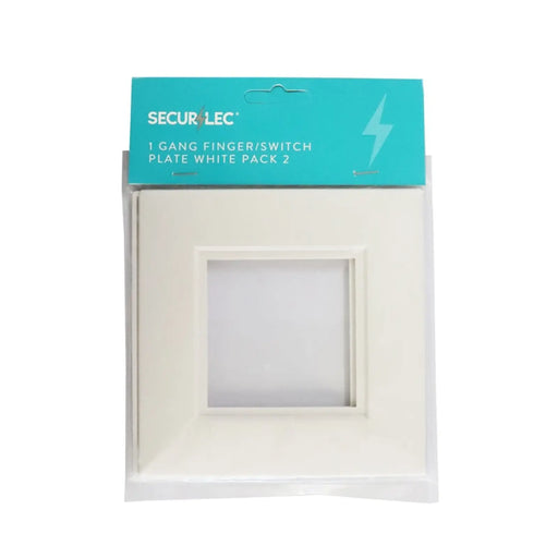 Securlec White Finger Plates for Flush Wall Switches Square Edge Pre-Packed (2)