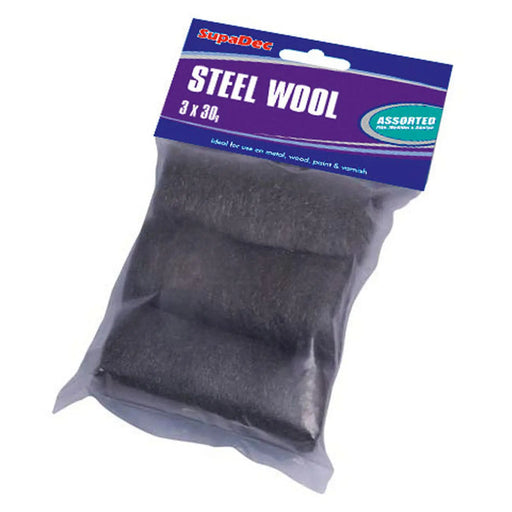 SupaDec Steel Wool 3x30g Assorted