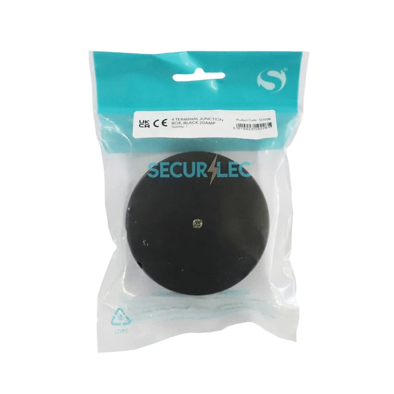 Securlec 4 Terminal Junction Box Black 20A 80mm