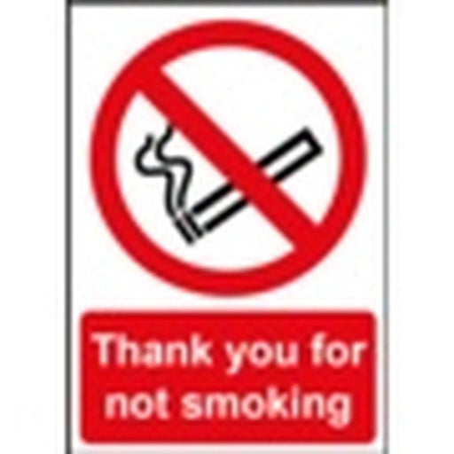 Smiths Architectural Thanks Not Smoking Sign 148mmx210mm