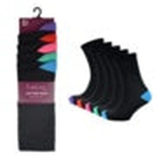 Tom Franks Ladies Contrast Heel & Toe Sock Pack 5