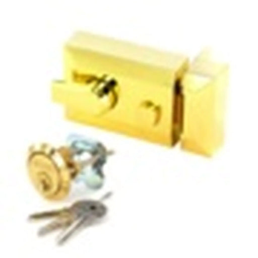Securit Polished Brass Double Locking Nightlatch Narrow