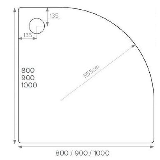 Pure Baths ALPHA 900MM X 900MM QUADRANT SHOWER        TRAY 55