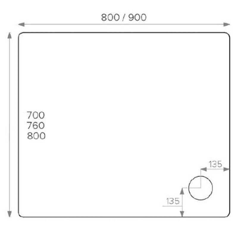 Pure Baths ALPHA 900MM X 760MM SHOWER TRAY