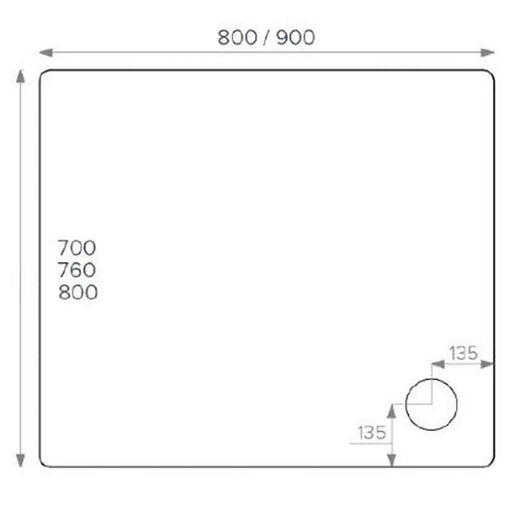 Pure Baths ALPHA 900MM X 800MM SHOWER TRAY
