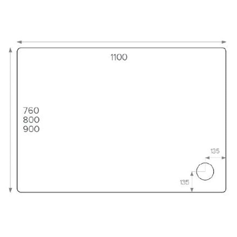 Pure Baths ALPHA 1100MM X 800MM SHOWER TRAY