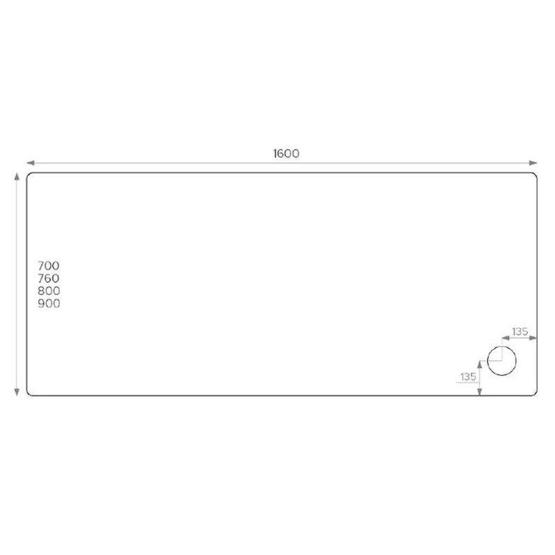 Pure Baths ALPHA 1600MM X 700MM SHOWER TRAY