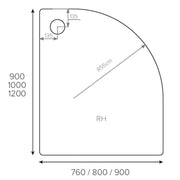 Pure Baths ALPHA RH 1000MM X 800MM QUADRANT SHOWER    TRAY 55