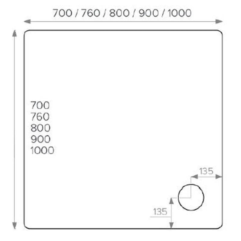 Pure Baths ALPHA 700MM X 700MM ANTI-SLIP SHOWER TRAY