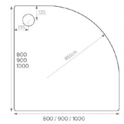 Pure Baths ALPHA 900MM X 900MM QUADRANT ANTI-SLIP     SHOWER TRAY 550MM RADIUS
