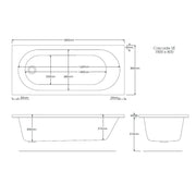 Pure Baths Excel 1800mm x 800mm Single Ended Bath