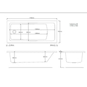 Pure Baths Pinnacle 1700mm x 700mm Single Ended Bath