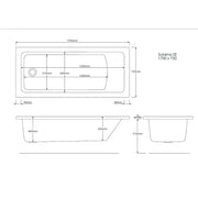 Pure Baths Pinnacle 1700mm x 750mm Single Ended Bath