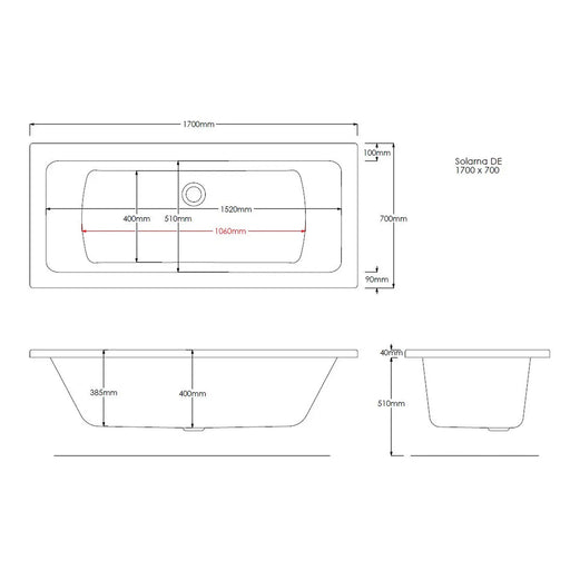 Pure Baths Reflect 1700mm x 700mm Double Ended Bath
