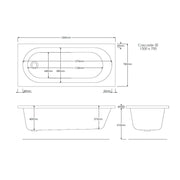 Pure Baths Excel Geode 1500mm x 700mm Single Ended Bath