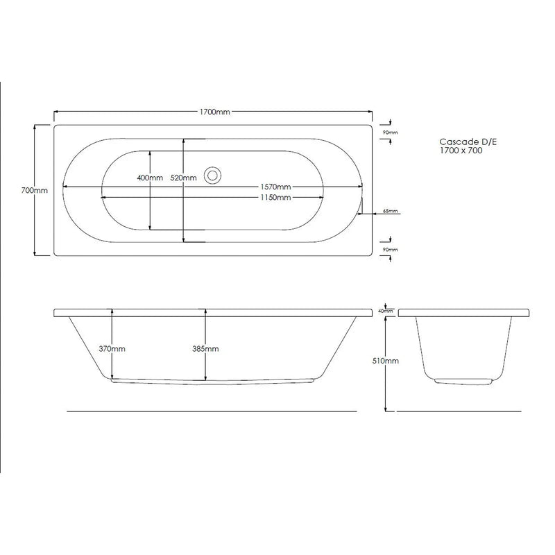 Pure Baths Onyx Geode 1700mm x 700mm Double Ended Bath