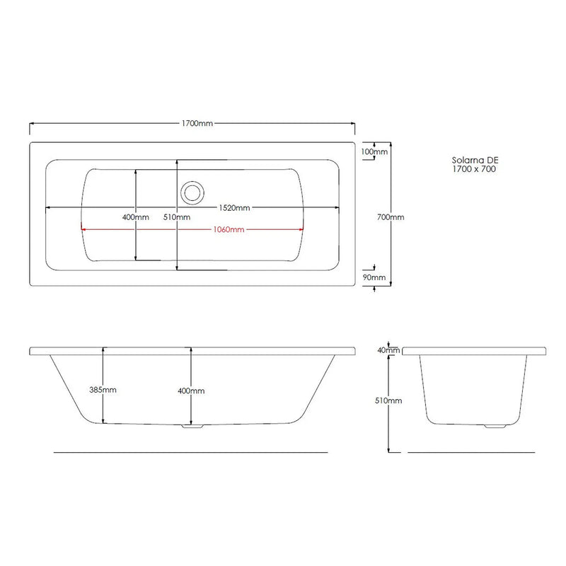 Pure Baths Reflect Geode 1700mm x 700mm Double Ended Bath