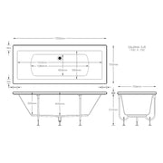 Pure Baths Reflect Geode 1700mm x 750mm Double Ended Bath