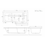 Pure Baths Tide Geode 1700mm x 850mm Right Handed L Shaped Bath