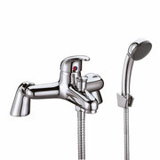 Pure Baths UPSILON CHROME BATH SHOWER MIXER 2TH INCL. SLIDE RAIL & HEAD / WAND. NO BATH WA