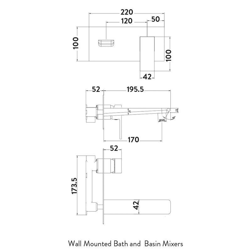 Pure Baths CHI CHROME WALL MOUNTED BATH FILLER        DOES NOT INCLUDE BATH WASTE