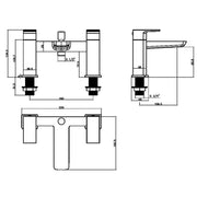 Pure Baths CHI BLACK E'PLATED BATH SHWR MXR 2TH INCL. SLIDE RAIL & HEAD / WAND. NO BATH WA