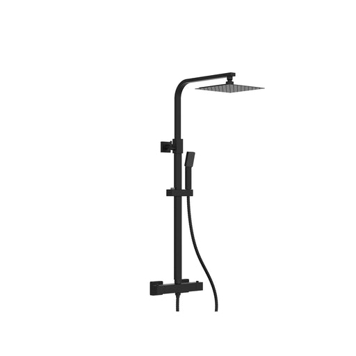 Pure Baths Oasis Electroplated Column Shower w/ Rail, Hose & Square Head - Black