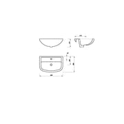 Pure Baths Glade 560mm x 380mm Semi Recessed 1 Tap Hole Basin - White